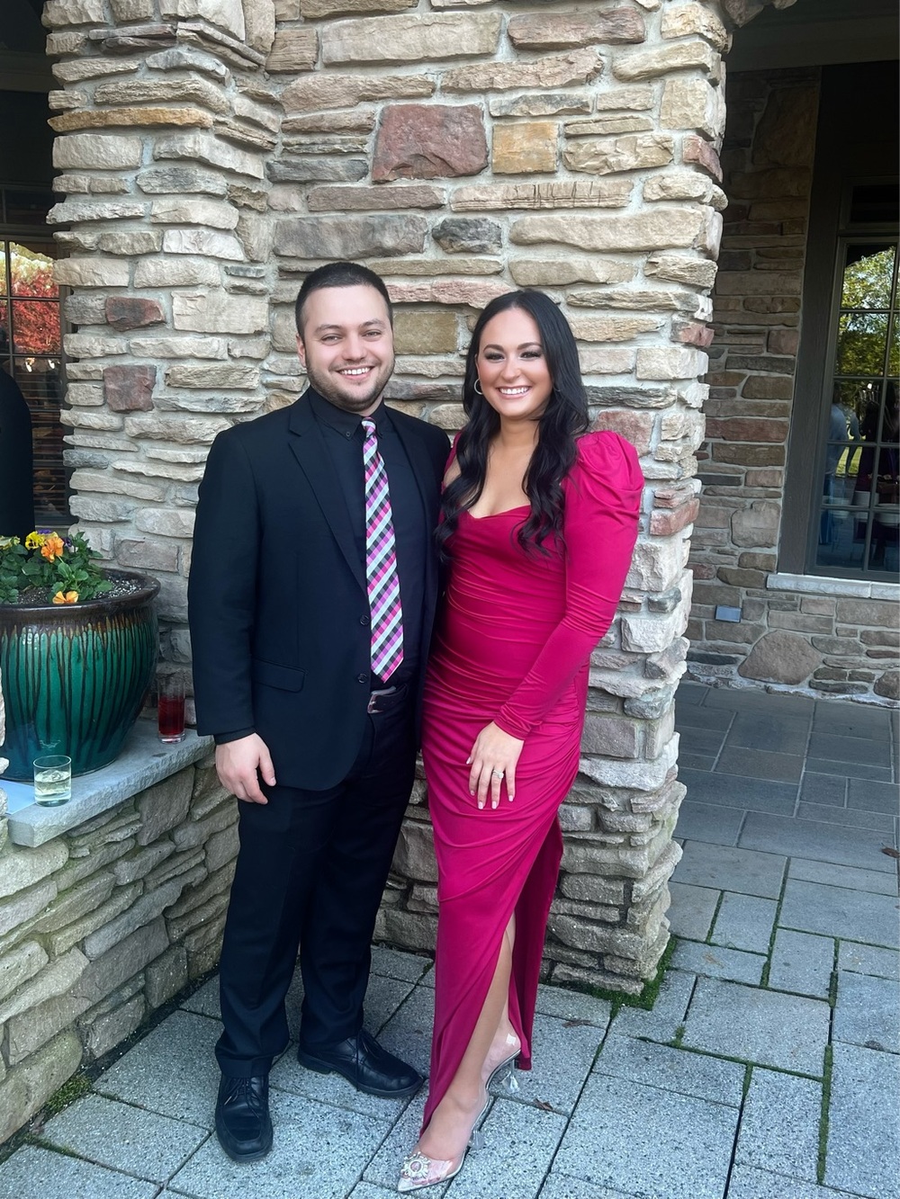 MAJORELLE Long Sleeve Ruched Fuchsia/Pink Maxi Dress